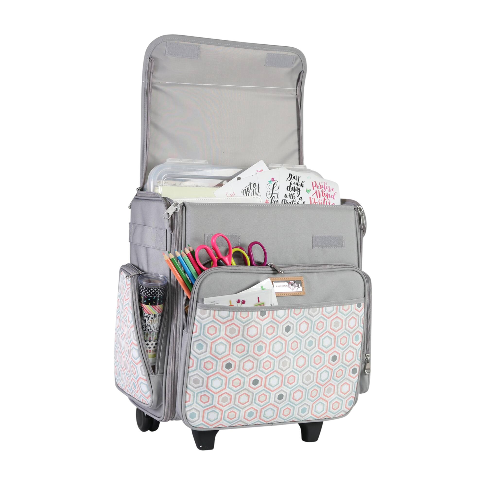 Everything Mary Gray Hexagon Rolling Scrapbook Storage Tote